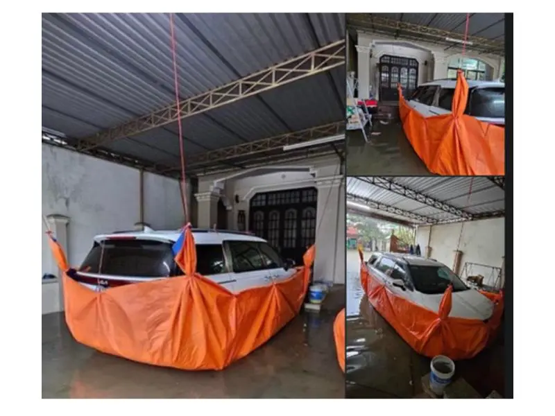 bọc xe ô tô tránh bão - ngập nước